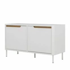 Tenzo Meubles D'entrée Et à Chaussures Petit Meuble De Rangement En Bois 2 Portes L94cm Blanc -Meubles d'appoint Soldes petit meuble de rangement en bois 2 portes l94cm blanc 2
