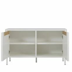 Tenzo Meubles D'entrée Et à Chaussures Petit Meuble De Rangement En Bois 2 Portes L94cm Blanc -Meubles d'appoint Soldes petit meuble de rangement en bois 2 portes l94cm blanc 3