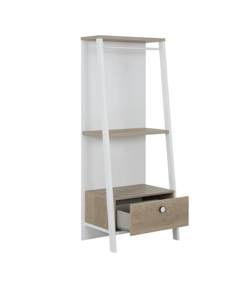 Calicosy Valets De Nuits Et Portants Portant 1 Tiroir Avec 1 étagère - Blanc Et Marron 5 Calicosy Valets De Nuits Et Portants Portant 1 Tiroir Avec 1 étagère - Blanc Et Marron – Image 3