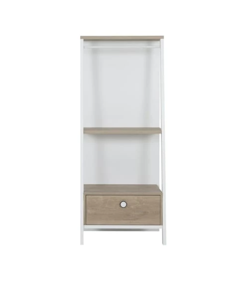 Calicosy Valets De Nuits Et Portants Portant 1 Tiroir Avec 1 étagère - Blanc Et Marron 6 Calicosy Valets De Nuits Et Portants Portant 1 Tiroir Avec 1 étagère - Blanc Et Marron – Image 4