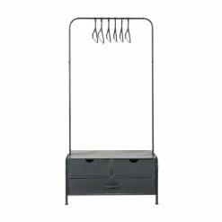 Maisons Du Monde Valets De Nuits Et Portants Portant 3 Tiroirs En Métal Noir Avec 6 Cintres