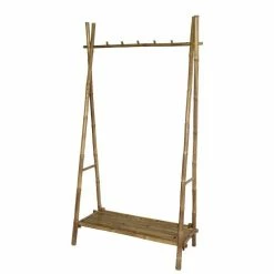 Casatera Valets De Nuits Et Portants Portant à Vêtements En Bambou Bois Clair