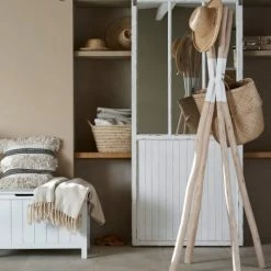 Maisons Du Monde Valets De Nuits Et Portants Portant En Bois D'eucalyptus Beige Et Blanc -Meubles d'appoint Soldes portant en bois d eucalyptus beige et blanc 1000 15 11 220386 3