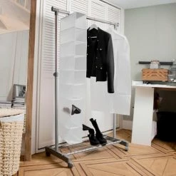 Compactor Valets De Nuits Et Portants Portant Vêtements à Roulettes H160cm -Meubles d'appoint Soldes portant vetements a roulettes h160cm 3