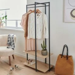 Mob In Valets De Nuits Et Portants Portant Vêtements Avec étagères Noir -Meubles d'appoint Soldes portant vetements avec etageres noir 5