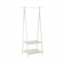 Wadiga Portemanteaux Et Patères Portant Vêtements Bois Et Métal Blanc - 55x45x150cm