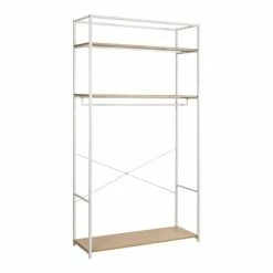 Mob In Valets De Nuits Et Portants Portant Vêtements Bois Et Métal Blanc L110 X H200cm -Meubles d'appoint Soldes portant vetements bois et metal blanc l110 x h200cm 1