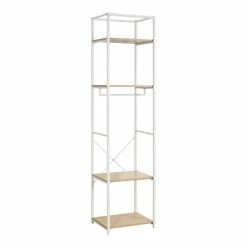 Mob In Valets De Nuits Et Portants Portant Vêtements Bois Et Métal Blanc L50 X H200cm -Meubles d'appoint Soldes portant vetements bois et metal blanc l50 x h200cm 1