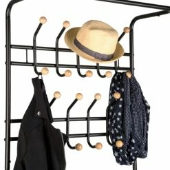 Tectake Meubles D'entrée Et à Chaussures Porte Manteau Avec 3 étagères à Chaussures Noir -Meubles d'appoint Soldes porte manteau avec 3 etageres a chaussures noir 2