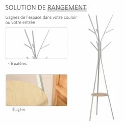 Homcom Portemanteaux Et Patères Porte-manteau Design Branches Blanc -Meubles d'appoint Soldes porte manteau design branches blanc 3