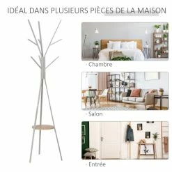 Homcom Portemanteaux Et Patères Porte-manteau Design Branches Blanc -Meubles d'appoint Soldes porte manteau design branches blanc 5
