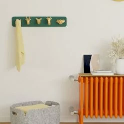 Produits populaires -Meubles d'appoint Soldes porte manteau mural vert 5 pateres dorees 1