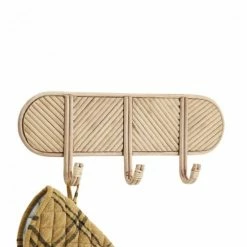 Madam Stoltz Portemanteaux Et Patères Porte Manteau Rotin 3 Crochets -Meubles d'appoint Soldes porte manteau rotin 3 crochets 2