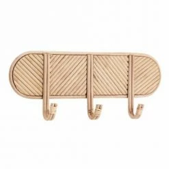 Madam Stoltz Portemanteaux Et Patères Porte Manteau Rotin 3 Crochets