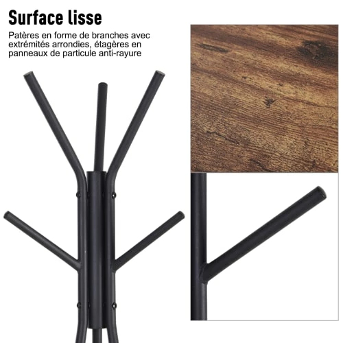 Homcom Portemanteaux Et Patères Porte-manteau Trépied Style Industriel Branches + 2 étagères 7 Homcom Portemanteaux Et Patères Porte-manteau Trépied Style Industriel Branches + 2 étagères – Image 5