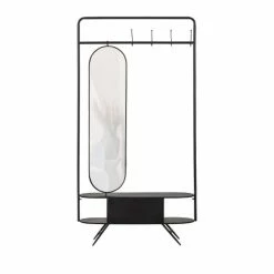 Woood Portemanteaux Et Patères Porte-manteaux Avec Miroir Tournant En Métal Noir
