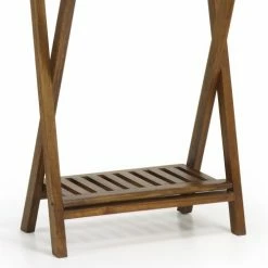 MOYCOR Valets De Nuits Et Portants Porte-serviettes Pliant En Bois Marron -Meubles d'appoint Soldes porte serviettes pliant en bois marron 2