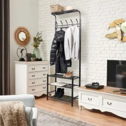 Compactor Valets De Nuits Et Portants Porte Vêtements En Métal Noir H191cm -Meubles d'appoint Soldes porte vetements en metal noir h191cm 2