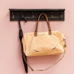 Chehoma Portemanteaux Et Patères Portemanteau 6 Crochets En Bois Noir -Meubles d'appoint Soldes portemanteau 6 crochets en bois noir 1