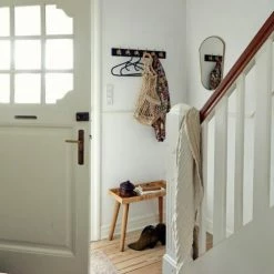 Nordal Portemanteaux Et Patères Portemanteau 6 Crochets En Bois Noir -Meubles d'appoint Soldes portemanteau 6 crochets en bois noir 3