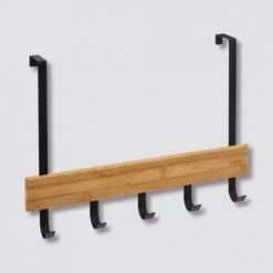 Five Simply Smart Portemanteaux Et Patères Portemanteau De Porte En Bambou Et Métal Noir - 40x2x29.8cm -Meubles d'appoint Soldes portemanteau de porte en bambou et metal noir 40x2x29 8cm 2