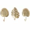 Wadiga Portemanteaux Et Patères Set De 3 Patères En Métal Doré Feuilles -Meubles d'appoint Soldes set de 3 pateres en metal dore feuilles