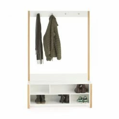 Woodman Meubles D'entrée Et à Chaussures Vestiaire D'entrée Bois Et Blanc -Meubles d'appoint Soldes vestiaire d entree bois et blanc 4