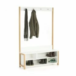 Woodman Meubles D'entrée Et à Chaussures Vestiaire D'entrée Bois Et Blanc -Meubles d'appoint Soldes vestiaire d entree bois et blanc 5