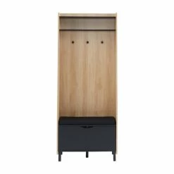 Baita Meubles D'entrée Et à Chaussures Vestiaire D'entrée Effet Chêne Et Gris H185cm Bois Clair Et Gris
