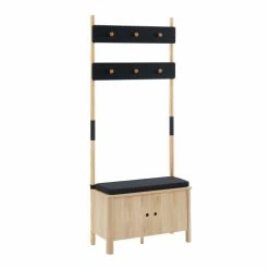 Baita Meubles D'entrée Et à Chaussures Vestiaire D'entrée Effet Chêne Et Gris H185cm Bois Et Gris -Meubles d'appoint Soldes vestiaire d entree effet chene et gris h185cm bois et gris 2