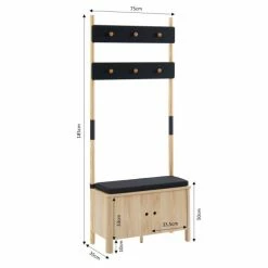 Baita Meubles D'entrée Et à Chaussures Vestiaire D'entrée Effet Chêne Et Gris H185cm Bois Et Gris -Meubles d'appoint Soldes vestiaire d entree effet chene et gris h185cm bois et gris 4