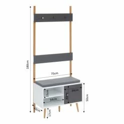 Baita Meubles D'entrée Et à Chaussures Vestiaire D'entrée Gris Et Blanc H180cm -Meubles d'appoint Soldes vestiaire d entree gris et blanc h180cm 4